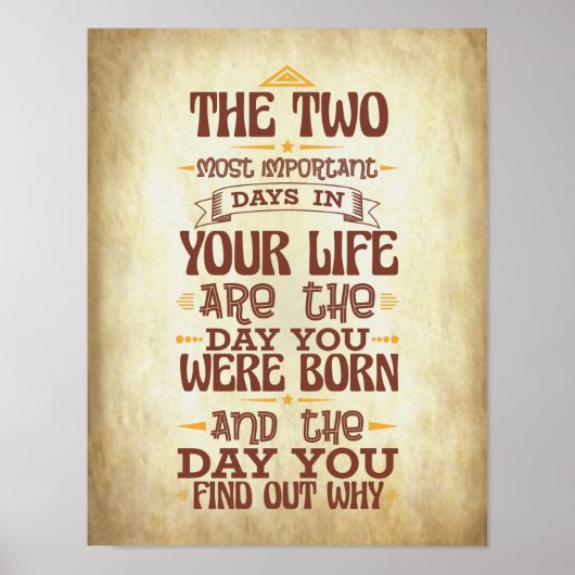 Twee belangrijkste dagen van uw leven Motivatie Poster (Voorkant)