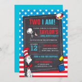 Twee ben ik | Kat in het Pet Chalkboard Verjaardag Kaart (Voorkant / Achterkant)