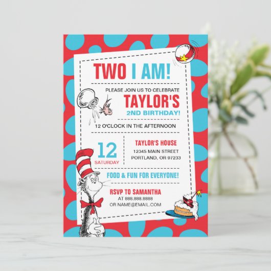 Twee ben ik | Kat in het Pet Verjaardagsuitnodigin Kaart (Staand voorkant)