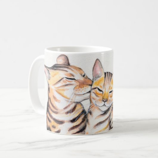 Twee bengalen Waterverf Koffiemok (Voorkant links)
