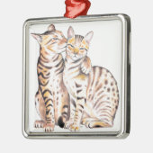 Twee bengalen Waterverf Metalen Ornament (Links)