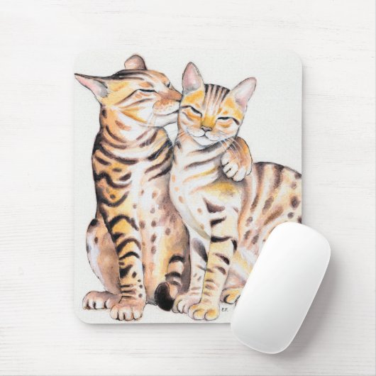 Twee bengalen Waterverf Muismat (Met muis)