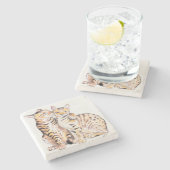 Twee bengalen Waterverf Stenen Onderzetter (Zijkant)