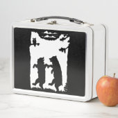 Twee Beren dansen in Bossen Owl in Tree Silhouette (In situ)