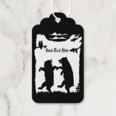 Twee Beren dansen onder Bomen Uil op Tak Cadeaulabels (Achterkant)