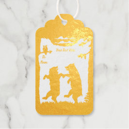 Twee Beren dansen onder Bomen Uil op Tak Cadeaulabels