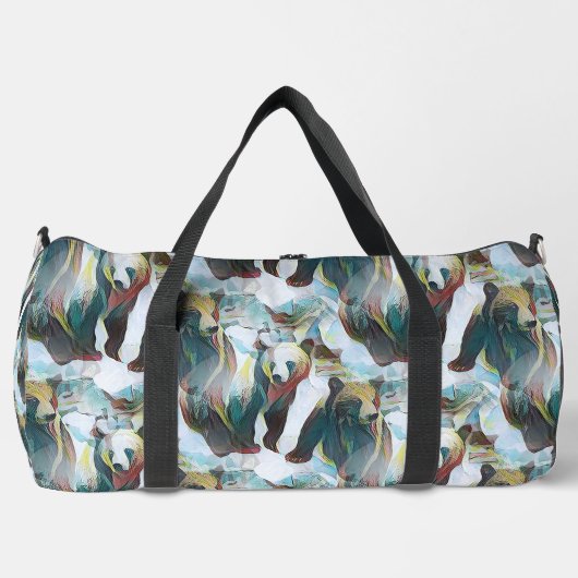 Twee beren in abstracte winter wildlife kunst plunjezak (Voorkant)