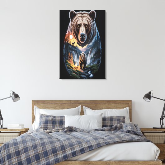 Twee beren in het donkere bos 2 canvas afdruk (Insitu (Slaapkamer))
