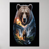 Twee beren in het donkere bos 2 poster (Voorkant)