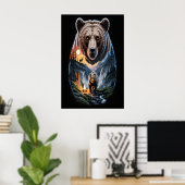 Twee beren in het donkere bos 2 poster (Thuiskantoor)