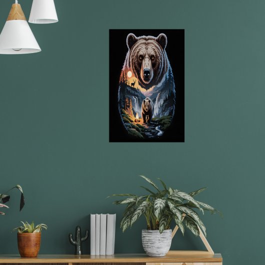 Twee beren in het donkere bos 2 poster (Woonkamer 1)