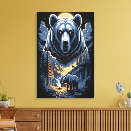 Twee beren in het donkere bos 3 canvas afdruk (Insitu (Woonkamer))