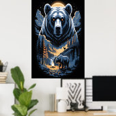 Twee beren in het donkere bos 3 poster (Thuiskantoor)