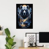 Twee beren in het donkere bos 3 poster (Thuiskantoor)