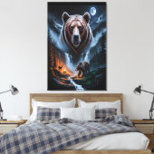 Twee beren in het donkere bos 4 canvas afdruk (Insitu (Slaapkamer))