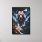 Twee beren in het donkere bos 4 canvas afdruk (Voorkant)