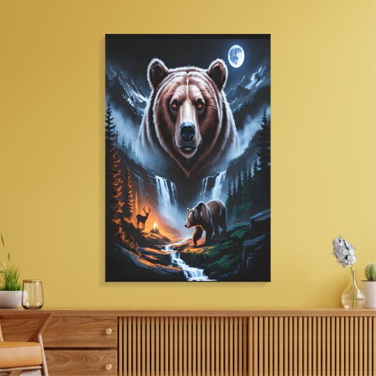 Twee beren in het donkere bos 4 canvas afdruk (Insitu (Woonkamer))