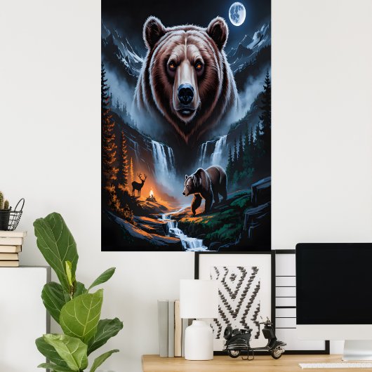 Twee beren in het donkere bos 4 poster (Thuiskantoor)