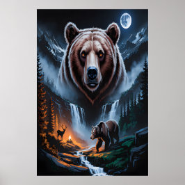 Twee beren in het donkere bos 4 poster