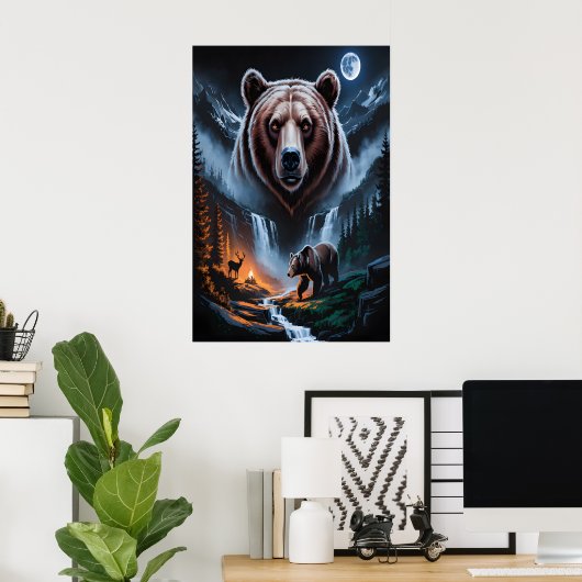 Twee beren in het donkere bos 4 poster (Thuiskantoor)