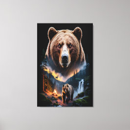 Twee beren in het donkere bos 5 canvas afdruk