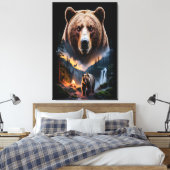 Twee beren in het donkere bos 5 canvas afdruk (Insitu (Slaapkamer))