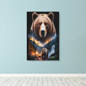 Twee beren in het donkere bos 5 canvas afdruk (Insitu (Houten vloer))