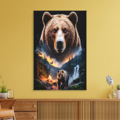 Twee beren in het donkere bos 5 canvas afdruk (Insitu (Woonkamer))