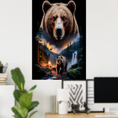 Twee beren in het donkere bos 5 poster (Thuiskantoor)