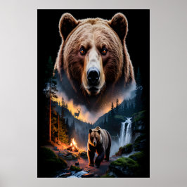 Twee beren in het donkere bos 5 poster