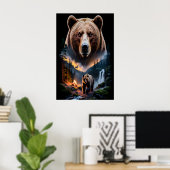 Twee beren in het donkere bos 5 poster (Thuiskantoor)