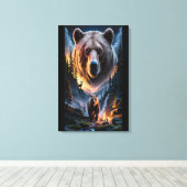 Twee beren in het donkere bos 6 canvas afdruk (Insitu (Houten vloer))