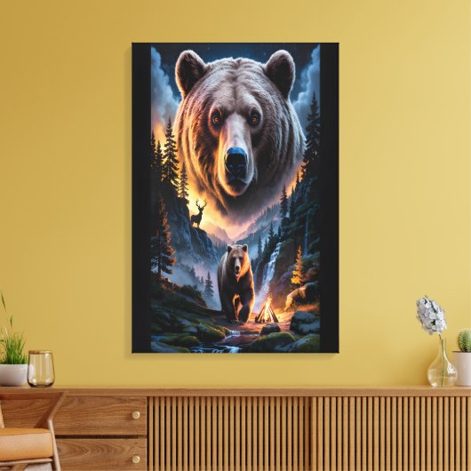 Twee beren in het donkere bos 6 canvas afdruk (Insitu (Woonkamer))