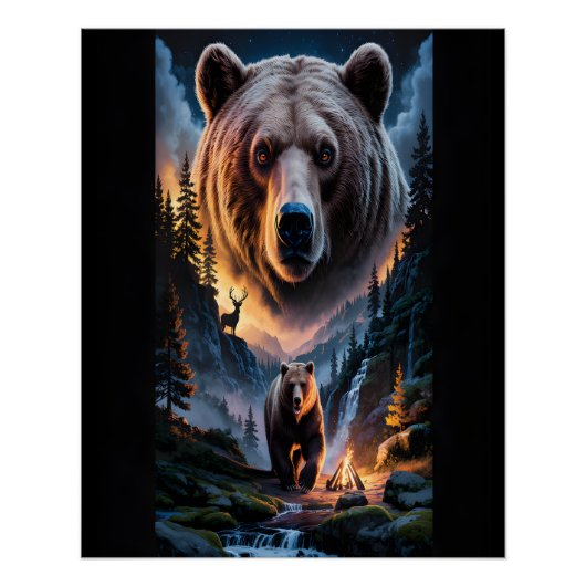 Twee beren in het donkere bos 6 perfect poster (Voorkant)