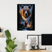 Twee beren in het donkere bos 6 poster (Thuiskantoor)