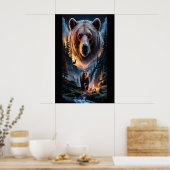 Twee beren in het donkere bos 6 poster (Keuken)