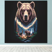 Twee beren in het donkere bos canvas afdruk (Insitu (Houten vloer))