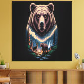 Twee beren in het donkere bos canvas afdruk (Insitu (Woonkamer))