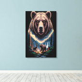 Twee beren in het donkere bos canvas afdruk (Insitu (Houten vloer))