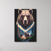 Twee beren in het donkere bos canvas afdruk (Voorkant)