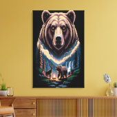 Twee beren in het donkere bos canvas afdruk (Insitu (Woonkamer))