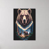 Twee beren in het donkere bos canvas afdruk (Voorkant)