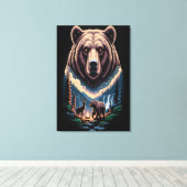 Twee beren in het donkere bos canvas afdruk (Insitu (Houten vloer))