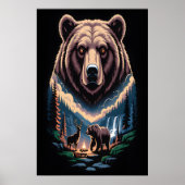 Twee beren in het donkere bos poster (Voorkant)