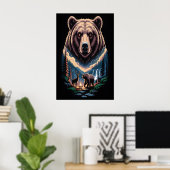 Twee beren in het donkere bos poster (Thuiskantoor)