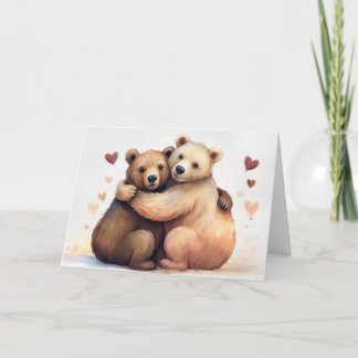 Twee beren knuffelen voor Valentijnsdag romance Kaart