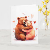 Twee beren omhelzen elkaar voor Valentijnsdag Kaart (Gele Bloem)