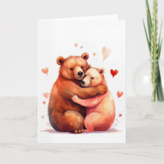 Twee beren omhelzen elkaar voor Valentijnsdag Kaart