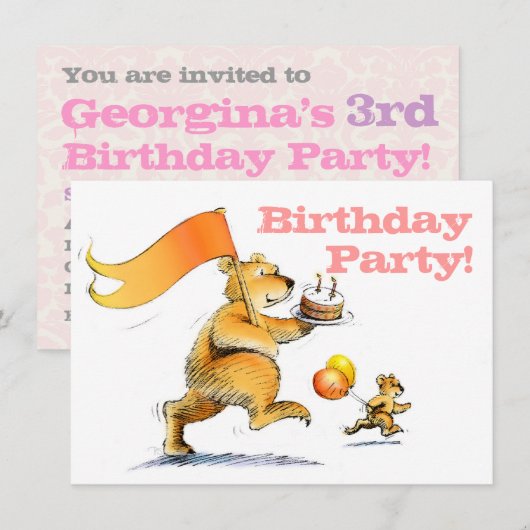 Twee Beren van Cute Kind 3e verjaardag Kaart (Voorkant / Achterkant)