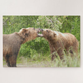 Twee beren vechten bij Katmai NP Legpuzzel